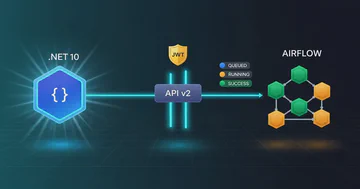 Serviço .NET 10 disparando e monitorando um DAG no Apache Airflow pela API REST v2