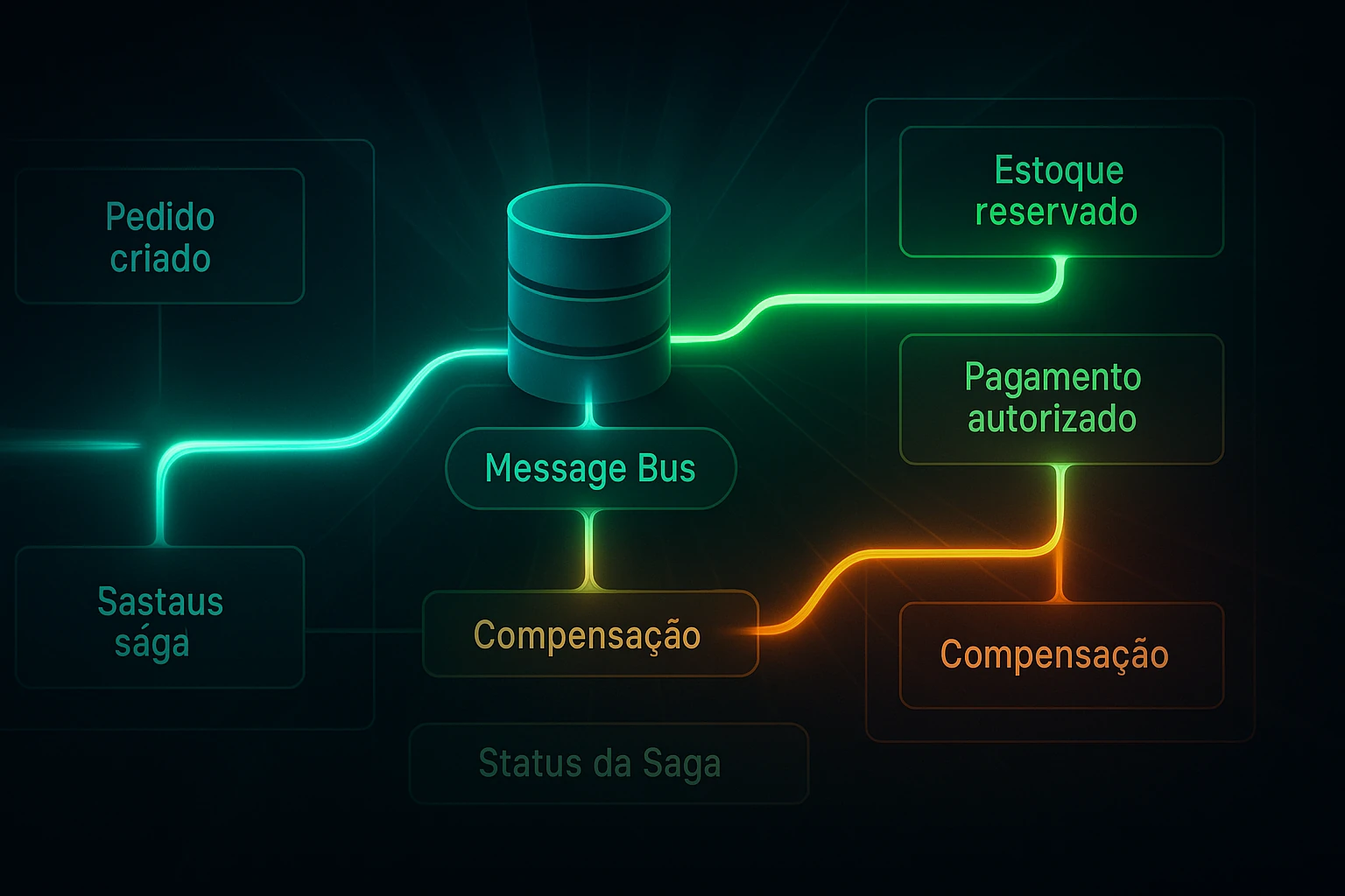 Diagrama de arquitetura de eventos com PostgreSQL e Azure Service Bus