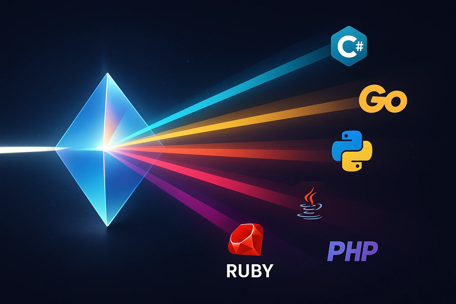 Comparativo técnico entre C#, Go, Python, Java, Ruby e PHP