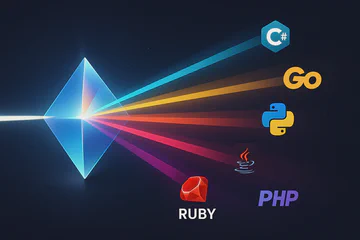 Comparativo técnico entre C#, Go, Python, Java, Ruby e PHP