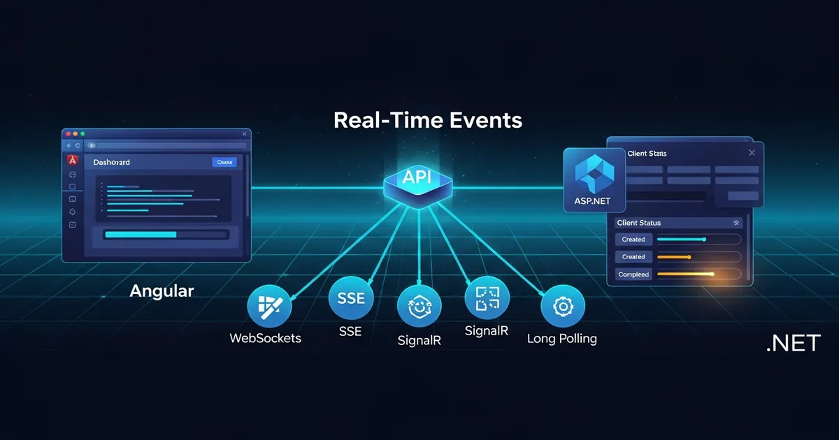 Comparação entre WebSockets, SSE, SignalR e Long Polling no Angular e .NET